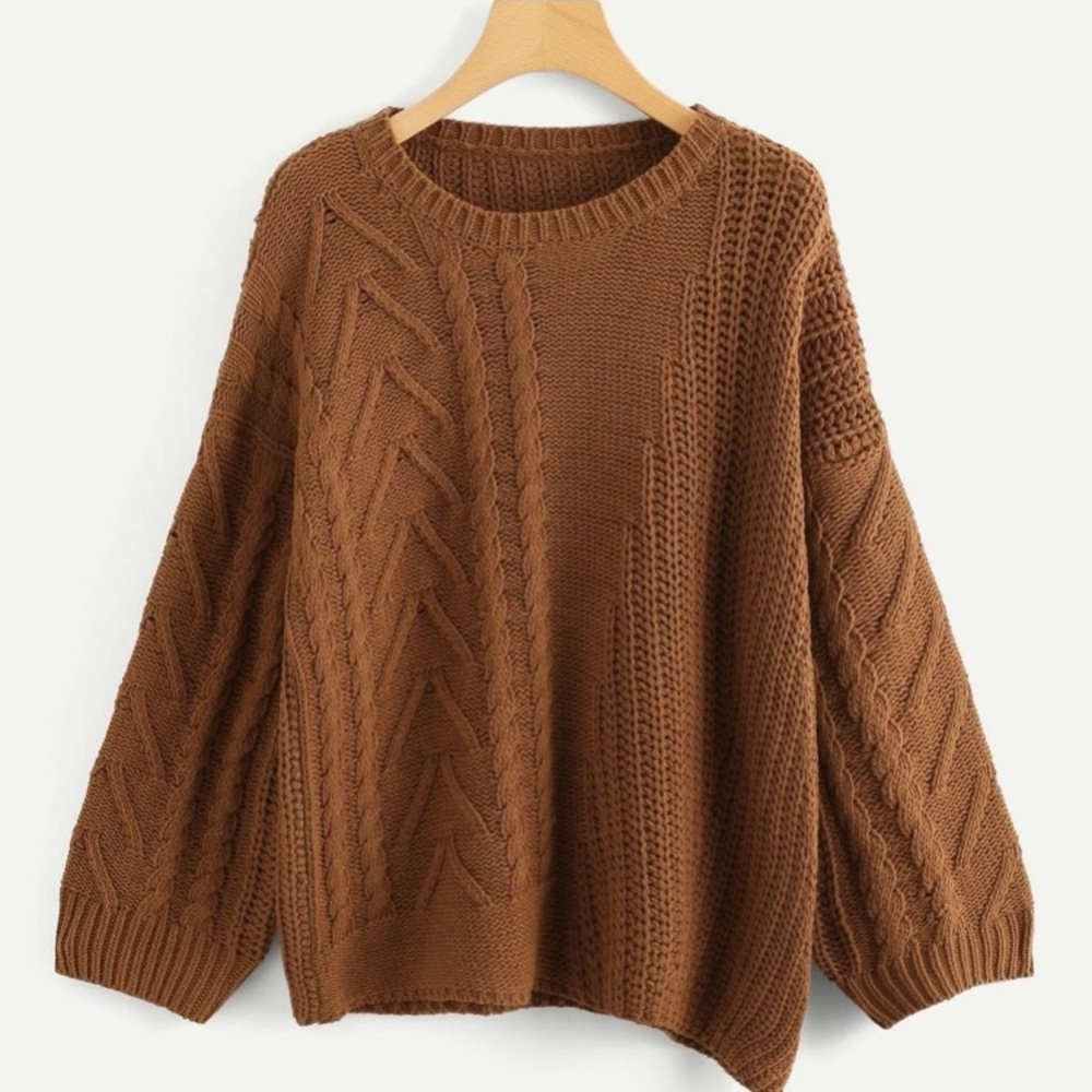 Rust Color Boxy Knit Sweater